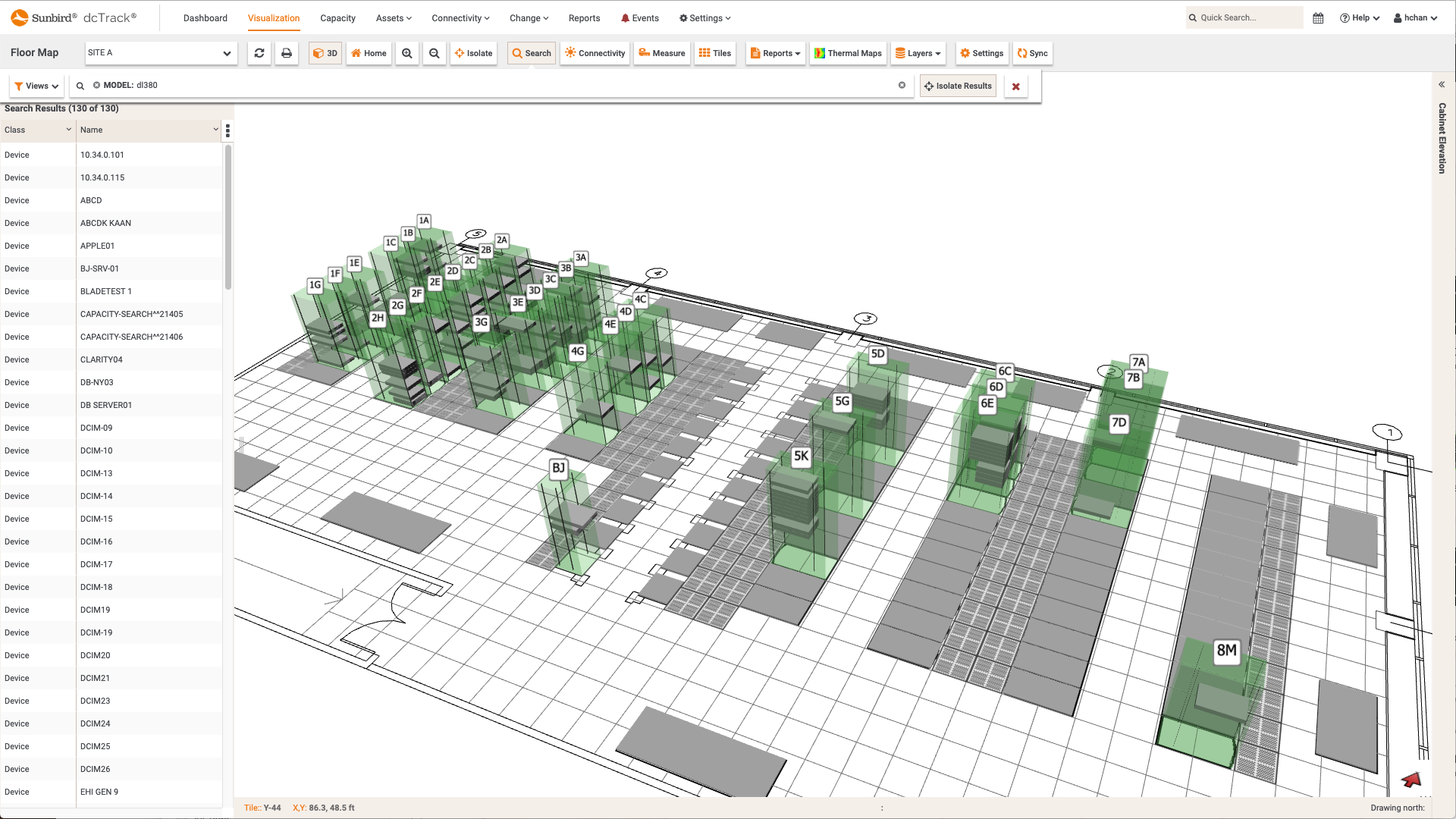 Screenshot of Filtered 3D Search of All Server Models