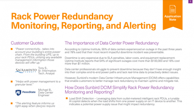 Rack Power Redundancy Monitoring, Reporting, and Alerting